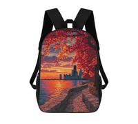 sinyumoney Autumn Sunset in City Backpack School Bag Lightweight Airport College Students Back Pack for School/Work/Travel 17inch