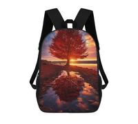 sinyumoney Autumn Sunset Reflections 3D Printed Kids 17inch Backpacks Boys Fashion Travel Backpacks School Bag for Boys Elementary And Middle School Students