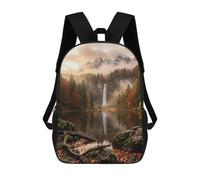 sinyumoney Autumn Waterfall Landscape Reflection 17 Inch Backpacks Kids Schoolbag,3D Printed Elementary And Middle School Students Backpacks for Boys Girls