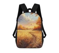 sinyumoney Autumn Wheat Field Path Backpack, Children's Backpack, Student School Bag Bookbag Rucksack, 3D Printed School Bag for Boys Girls 17inch