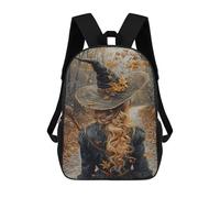 sinyumoney Autumn Witch Hat with Leaves School Backpack School Bags For Girls Boys Backpack With Pocket Fashion School Bag Kids Backpack 17inch