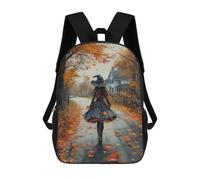 sinyumoney Autumn Witch Walk-1 3D Printed 17inch Kids School Backpack School Bag Fashion Rucksacks for Boys Elementary And Middle School Students