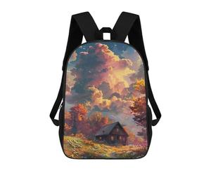 sinyumoney Autumnal Cabin in Fantasy Forest Backpack School Lightweight Airport College Students Back Pack for Girl, Teen Girls 17inch
