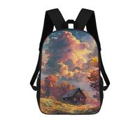 sinyumoney Autumnal Cabin in Fantasy Forest Children's Backpacks 17inch School Backpack 3D Printed Bag Bookbag for Kids Travel Rucksacks Boy Girl Book Bags Kids School Bag