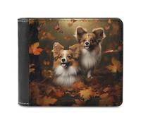sinyumoney Autumnal Canine Bliss-1 3D Print Wallet Safe Protection Card RFID Blocking Banknote Compartments Fashion Slim Leather Wallet 11.7cm*9.5cm