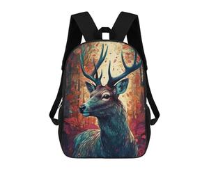 sinyumoney Autumnal Deer Portrait Backpack for School 3D Printed Boys Girls School BagChildren Bookbag Travel Rucksack 17inch