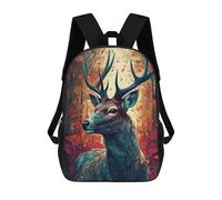 sinyumoney Autumnal Deer Portrait Backpack School Secondary Causal Travel High School Bags for Men/Women 17inch
