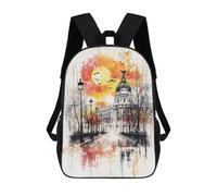 sinyumoney Autumnal Glow Madrids Metropolis at Sunset Backpack for Boys Teen Students, Girls Rucksack Bags Toddler Elementary Middle School Bookbag 17inch