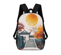 sinyumoney Autumnal Japanese Garden Backpacks Kids School Backpack School Bag 3D Printed School Bag for Boys Elementary And Middle School Students 17inch