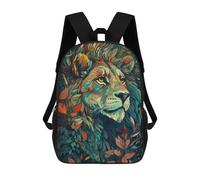 sinyumoney Autumnal Lion Majesty 3D Printed Children's School Backpack for Kids High Capacity Travel Rucksacks Book Bags Kids School Bag Back Pack 17inch