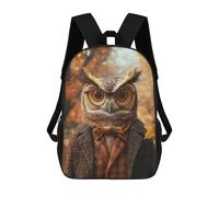 sinyumoney Autumnal Owl in Plaid Coat Backpacks Kids 17inch School Backpack School Bag 3D Printed School Bag for Boys Elementary And Middle School Students