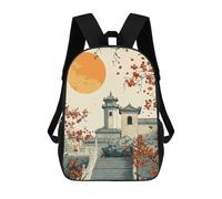 sinyumoney Autumnal Pagoda Backpack School Backpack Kids School Bag Large Capacity Kids Backpack for School Rucksack 3D Book Bag Gifts for Kids 17inch
