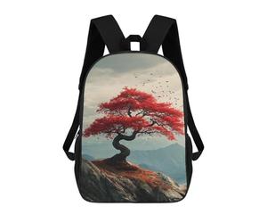 sinyumoney Autumnal Red Maple Tree Landscape School Backpack Lightweight Airport College Students Back Pack for Boys/Girls/Teenagers 17inch