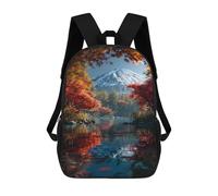 sinyumoney Autumnal Serenity with Snow-Capped Mountain 3D Printed 17inch School Bag Children's School Backpack Travel Backpacks Casual Fashion Bag for Kids School Students