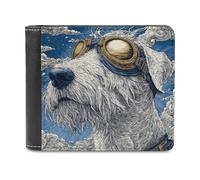 sinyumoney Aviator Dog Skyward 3D Print Clutch Purse Credit Card Slots Leather RFID Banknote Compartments Soft Convenient Purse 11.7cm*9.5cm