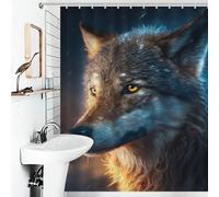 sinyumoney Awesome Wolf Bath Shower Curtains Mildew 100% Polyester Fabric Modern Fabric Bathroom Decor Set for Kids Women Men 56.30x70.87Inch（143x180cm）