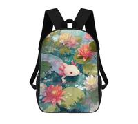 sinyumoney Axolotl in A Lily Pond School Backpack for Girls Backpack Water Repellent Casual Daypack Lightweight Rucksack Boy Girl School Backpack 17inch