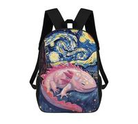 sinyumoney Axolotl in Starry Night Style School Backpack for Girls Backpack Water Repellent Casual Daypack Lightweight Rucksack Boy Girl School Backpack 17inch