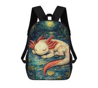 sinyumoney Axolotl Sleeping Starry Night Kids Children School Backpack 17 Inch Bookbags Casual Travel Rucksack Boys Girls Large Capacity Daypack 17inch