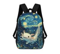 sinyumoney Axolotl Starry Night Kids Backpack Girls 3D School Bags, Children's Rucksack Toddler Schoolbag,Casual Daypacks Fashion Bookbag Bag 17inch