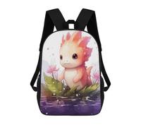 sinyumoney Axolotl Watercolor Backpack 3D Printed Children's School Backpack Kids Travel Backpacks High Capacity Book Bags Children's Backpack Rucksack 17inch