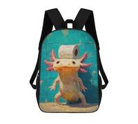 sinyumoney Axolotl with Toilet Paper Hat 3D Printed Children's School Backpack for Kids High Capacity Travel Rucksacks Book Bags Kids School Bag Back Pack 17inch