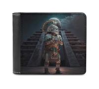 sinyumoney Aztec Warrior Moon 3D Print Clutch Purse Credit Cards Coins RFID Blocking Leather Men's Wallet Craftsmanship Gifts 11.7cm*9.5cm