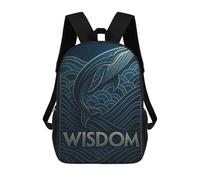 sinyumoney Azure Whale Wisdom Art Deco Backpack School Bag Lightweight Airport College Students Back Pack for Men/Women 17inch