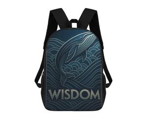 sinyumoney Azure Whale Wisdom Art Deco Backpack School Bag Lightweight Airport College Students Back Pack for Men/Women 17inch