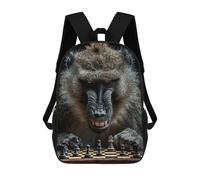 sinyumoney Baboon Chess School Bag Backpack Teen Schoolbag 3D Printing Adjustable Schoolbag Fashion Pocket Bag for Kids Boys Girls Students And Teenagers Fans 17inch