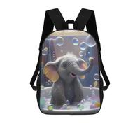 sinyumoney Baby Elephant Bath Time 3D Printed Children's School Backpack for Kids Travel Rucksacks Book Bags Kids School Bag 17inch