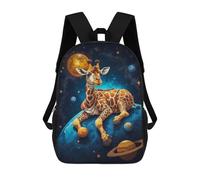 sinyumoney Baby Giraffe Lying Space Kids School Backpack School Bag 3D Printed School Bag for Boys Elementary And Middle School Students 17inch