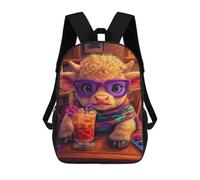 sinyumoney Baby Highland Cow with Sunglasses Backpack School High Secondary School Bags Casual Backpack for Camping Outdoor Adventures And Daily Travel 17inch