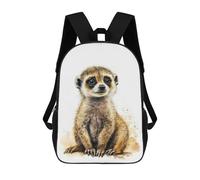 sinyumoney Baby Meerkat Watercolor Backpack School Bag Rucksack Casual Daypacks School Work Travel Bag for Girl, Teen Girls 17inch