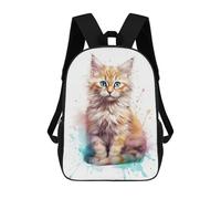 sinyumoney Baby Siberian Cat Kitten Kids School Backpack 17 Inch School Bag 3D Printed School Bag for Boys Elementary And Middle School Students