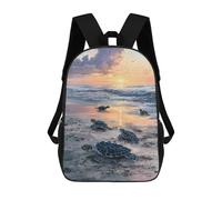 sinyumoney Baby Turtles Sunset Beach School Bag 3D Printed Backpacks Fashion Kids School Backpack Boys Rucksacks for Boys Middle School Students 17inch