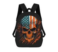 sinyumoney Backpack, American Flag Skull Artwork School Bags Schoolbag, School Bags,Travel Rucksacks Book Bags 3D Printed Cartoon Large Capacity Backpack for Boy And Girl 17inch