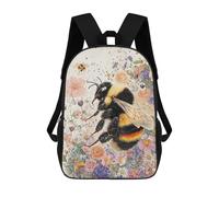 sinyumoney Backpack, Bee-Friendly Garden Blooms School Bags Schoolbag, School Bags,Travel Rucksacks Book Bags 3D Printed Cartoon Large Capacity Backpack for Boy And Girl 17inch