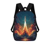 sinyumoney Backpack, Blast Off Space Rocket School Bags Schoolbag, School Bags,Travel Rucksacks Book Bags 3D Printed Cartoon Large Capacity Backpack for Boy And Girl 17inch