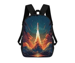 sinyumoney Backpack, Blast Off Space Rocket School Bags Schoolbag, School Bags,Travel Rucksacks Book Bags 3D Printed Cartoon Large Capacity Backpack for Boy And Girl 17inch