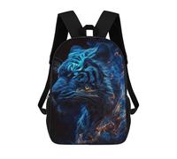 sinyumoney Backpack, Blue Flame Tiger Portrait School Bags Schoolbag, School Bags,Travel Rucksacks Book Bags 3D Printed Cartoon Large Capacity Backpack for Boy And Girl 17inch