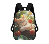 sinyumoney Backpack, Cat Sleeping on Apple Tree Branch School Bags Schoolbag, School Bags,Travel Rucksacks Book Bags 3D Printed Cartoon Large Capacity Backpack for Boy And Girl 17inch