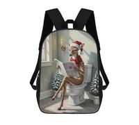 sinyumoney Backpack, Christmas Deer Reading Newspaper on Toilet School Bags Schoolbag, School Bags,Travel Rucksacks Book Bags 3D Printed Cartoon Large Capacity Backpack for Boy And Girl 17inch