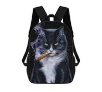 sinyumoney Backpack, Cigar Cat Cool Smoke School Bags Schoolbag, School Bags,Travel Rucksacks Book Bags 3D Printed Cartoon Large Capacity Backpack for Boy And Girl 17inch