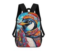 sinyumoney Backpack, Colorful Penguin Artwork School Bags Schoolbag, School Bags,Travel Rucksacks Book Bags 3D Printed Cartoon Large Capacity Backpack for Boy And Girl 17inch