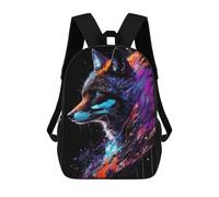 sinyumoney Backpack, Colorful Wolf Artwork School Bags Schoolbag, School Bags,Travel Rucksacks Book Bags 3D Printed Cartoon Large Capacity Backpack for Boy And Girl 17inch