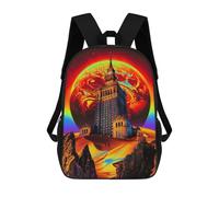 sinyumoney Backpack, Desert Palace with Giant Planet School Bags Schoolbag, School Bags,Travel Rucksacks Book Bags 3D Printed Cartoon Large Capacity Backpack for Boy And Girl 17inch