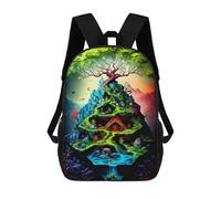 sinyumoney Backpack, Enchanted Treehouse Haven School Bags Schoolbag, School Bags,Travel Rucksacks Book Bags 3D Printed Cartoon Large Capacity Backpack for Boy And Girl 17inch