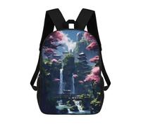 sinyumoney Backpack, Fantasy Mountain Paradise School Bags Schoolbag, School Bags,Travel Rucksacks Book Bags 3D Printed Cartoon Large Capacity Backpack for Boy And Girl 17inch