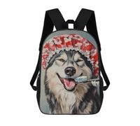 sinyumoney Backpack for Boys Girls 3d Print Alaskan Malamute with Toothbrush Bookbag Elementary School Kids Casual Travel Bag Laptop Daypack 17inch